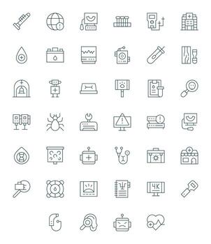 40 Thin Line Pixel Optimized Icons for Diagnostic Graphics vector