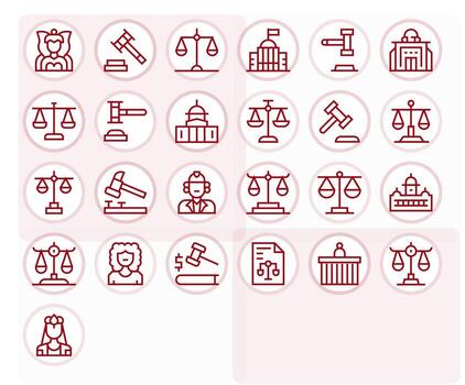 25 High Resolution Icons for Judiciary in PIXEL Perfect Regular Line Format vector