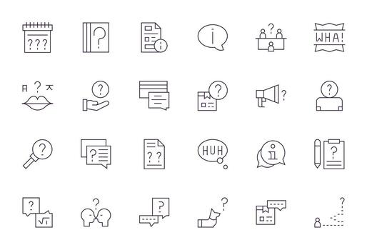 24 Retina Ready Thin Line Pixel Optimized Icons for Clarification Projects vector