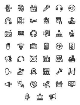 45 256x256 negrita línea íconos optimizado para altavoz cuadrícula equipado monitor vector