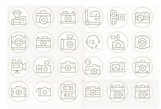 Capture Exclusive Set featuring 24 Thin Line Pixel Optimized 128x128 Icons vector