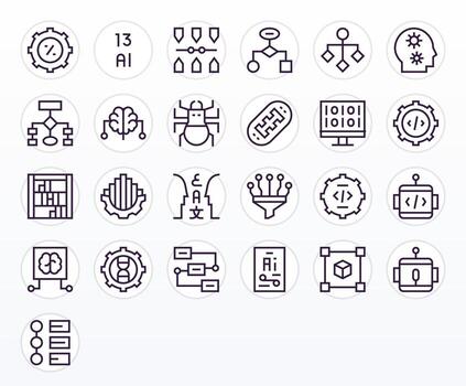 algoritmo gráficos paquete incluso 25 regular línea alto resolución detalle mejorado íconos vector