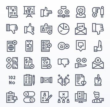 Rejection Premium Bundle with 36 High Resolution Pixel Optimized Bold Line Icons vector