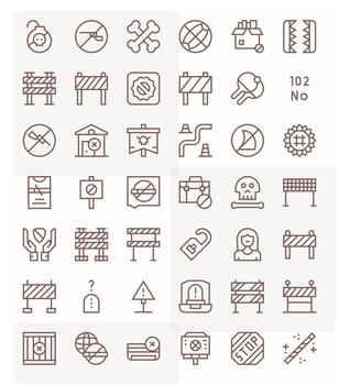 No Entry Professional Set with 42 Regular Line PIXEL Perfect High Resolution Icons vector