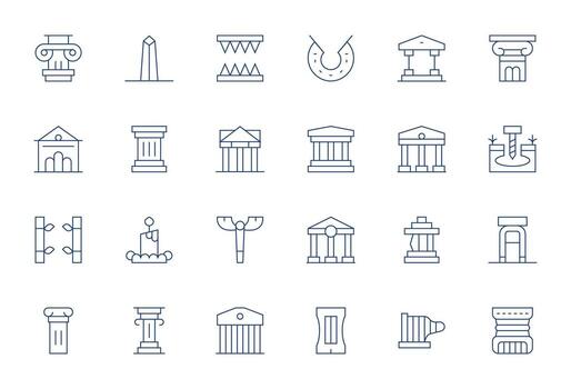 24 Thin Line Icons for Pillar in crisp High Resolution Editable resolution vector