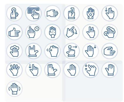 25 Detail Enhanced Icons themed around Touch in 256x256 Regular Line format vector