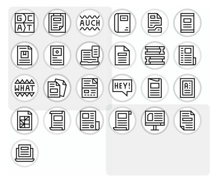 25 Regular Line Icons for Word in crisp 256x256 Display Perfect resolution vector