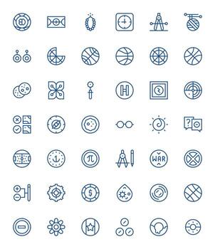 Circle Comprehensive Bundle with 42 Grid Fitted Regular Line 256x256 Icons vector