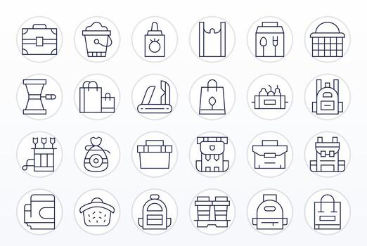 Carry Scalable Set featuring 24 Pixel Aligned Thin Line Retina Ready Icons vector