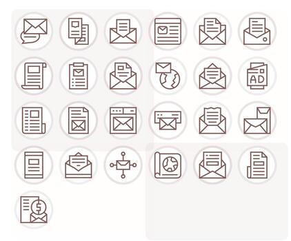 25 High Resolution Icons for Newsletter in Grid Fitted Regular Line Format vector