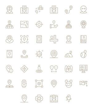 40 Pixel Optimized Icons themed around Coordinates in High Resolution Thin Line format vector