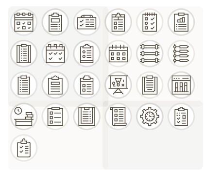Tasks Graphics featuring 25 Regular Line PIXEL Perfect 64x64 Designs vector