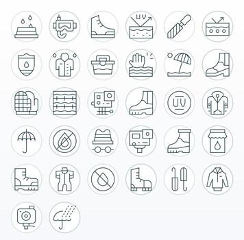 32 Thin Line Display Perfect Icons tailored for Waterproof High Resolution interface vector
