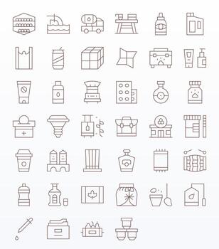Container Premium Bundle with 40 High Resolution Pixel Aligned Thin Line Icons vector