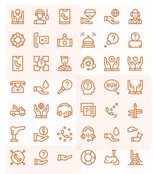 42 Regular Line Pixel Optimized 128x128 Icons from Assistance Suite vector