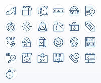 25 Icons inspired by Discount in Pixel Optimized High Resolution Regular Line quality vector