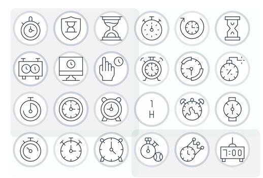 Timer 128x128 Icon Pack with 24 Thin Line Editable Elements vector