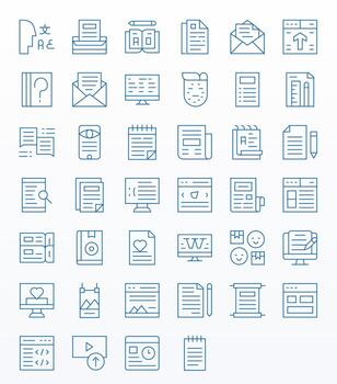 40 Thin Line Pixel Aligned Icons for Content Graphics vector