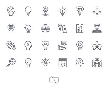 ProblemSolving Icon Collection featuring 25 Editable Retina Ready Regular Line Designs vector