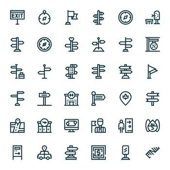 36 High Resolution Icons for Wayfinding in Detail Enhanced Bold Line Format vector