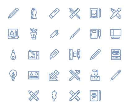 Sketching Icon Repository containing 28 Bold Line Retina Ready Pixel Aligned graphics vector