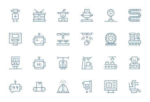 Automated Display Perfect Set with 24 128x128 Thin Line Icons vector