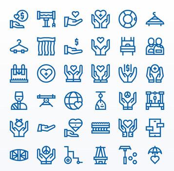 Support System Icon Collection with 36 High Resolution Bold Line Designs vector