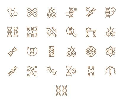 Molecular Icon Toolkit featuring 25 Grid Fitted Retina Ready Regular Line elements vector