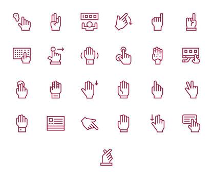 25 Regular Line Editable Icons crafted for Touchscreen 128x128 applications vector