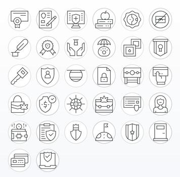 32 256x256 Thin Line Icons for Secure with Detail Enhanced precision vector