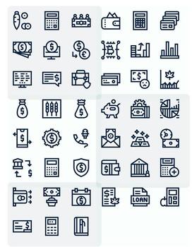 45 High Resolution Icons for Finance in Display Perfect Bold Line Format vector