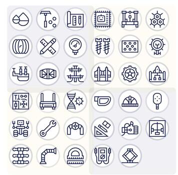 Engineering Professional Set with 35 Regular Line Display Perfect 128x128 Icons vector