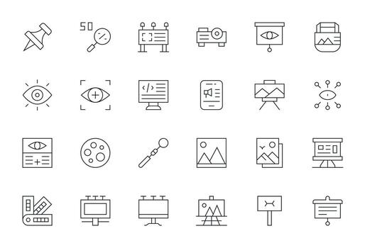24 Pixel Optimized 64x64 Icons for Visual in elegant Thin Line design vector