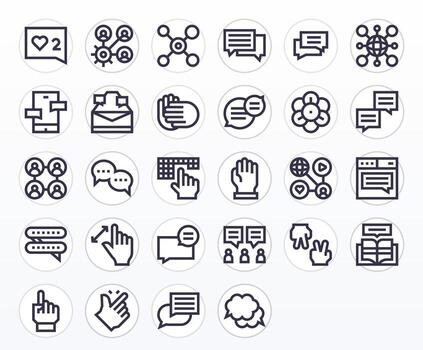28 Bold Line Pixel Optimized Icons crafted for Interaction 256x256 applications vector