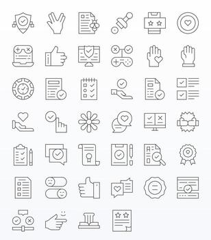 Approval 256x256 Icon Pack with 40 Thin Line Grid Fitted Elements vector