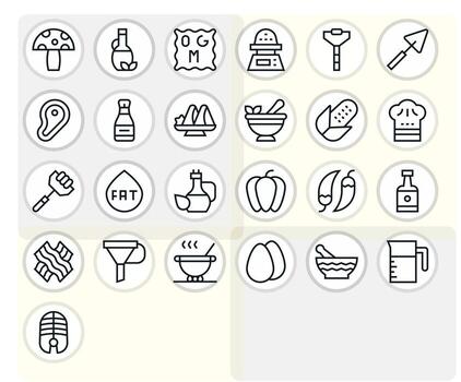 Ingredient Modern Collection with 25 Regular Line 128x128 Pixel Optimized Icons vector