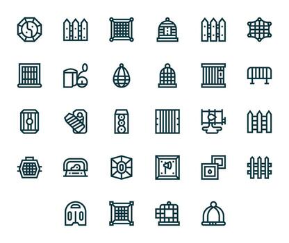 28 64x64 Bold Line Icons optimized for Enclosure Pixel Aligned display vector