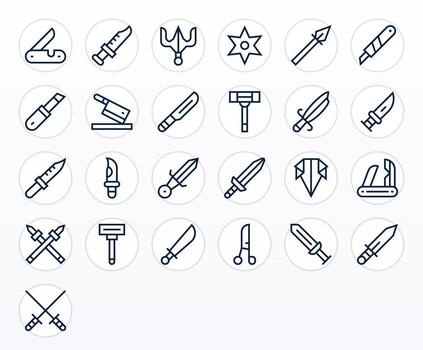 Sharp Icon Arsenal with 25 64x64 Regular Line Pixel Optimized designs vector
