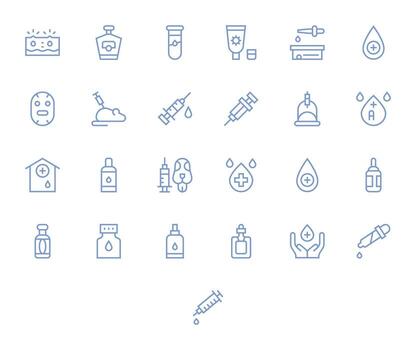 25 128x128 Icons for Serum in Pixel Aligned Regular Line Format vector