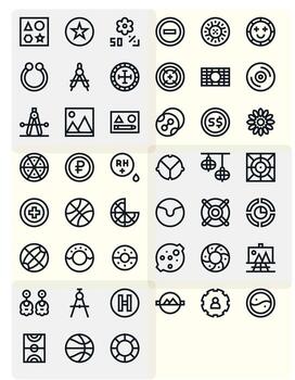 Circle Icon Toolkit featuring 45 Editable 256x256 Bold Line elements vector