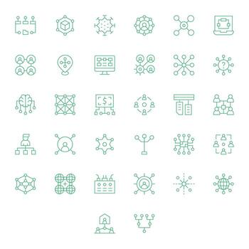 Connections Scalable Set featuring 32 Editable Thin Line High Resolution Icons vector