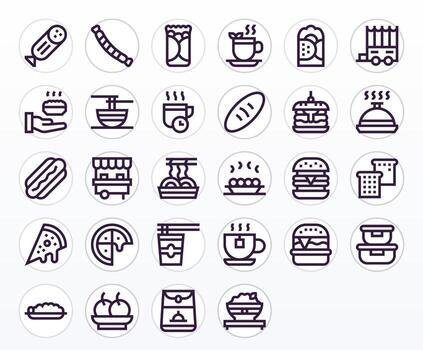 28 Bold Line Icons designed for Lunch in 256x256 Pixel Optimized format vector