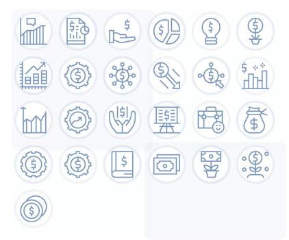 25 Icons for Revenue featuring 128x128 Display Perfect Regular Line Graphics vector