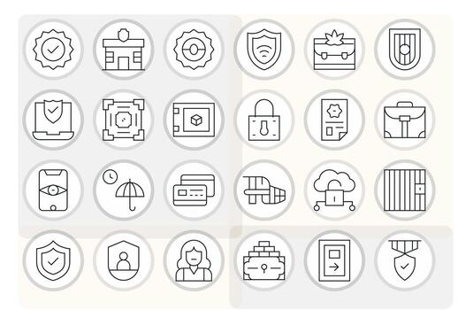 seguro icono colección presentando 24 monitor Perfecto alto resolución Delgado línea diseños vector