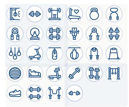 28 256x256 Bold Line Icons optimized for Exercise Equipment Editable display vector