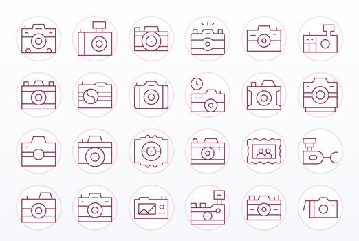 Snapshot Professional Set with 24 Thin Line Pixel Aligned 64x64 Icons vector