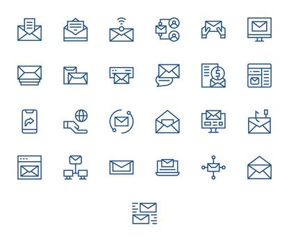 Regular Line PIXEL Perfect Icons from Send Set with 25 256x256 Icons vector
