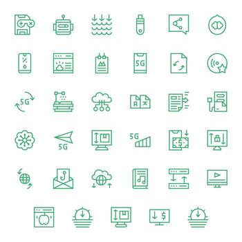 descargar escalable conjunto presentando 35 píxel optimizado regular línea 128x128 íconos vector