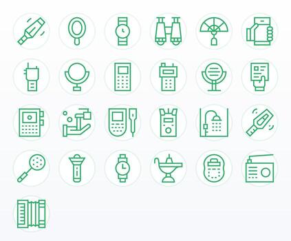 25 Icons for Handheld featuring 128x128 PIXEL Perfect Regular Line Graphics vector
