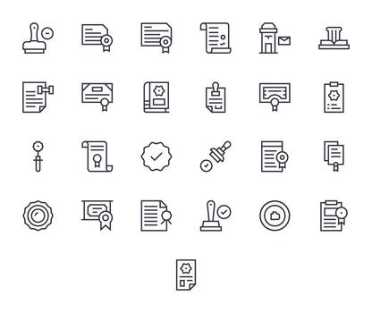 25 256x256 regular línea íconos optimizado para sello píxel Perfecto monitor vector